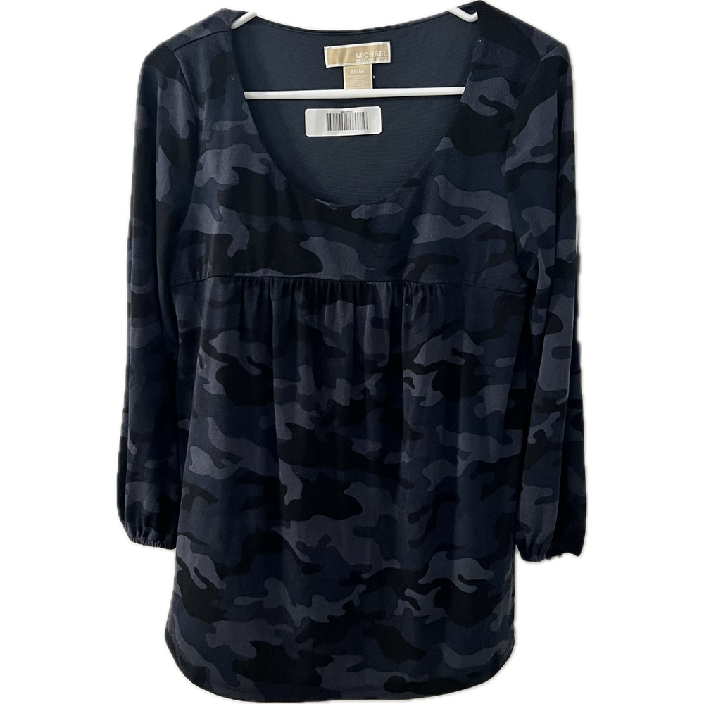 Women's Michael Kors Blue Camo Blouse Size M